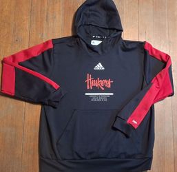Mens Size Xlarge Team issued Hoodie Nebraska Huskers Black Adidas
