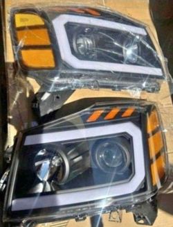04-15 Nissan Titan 05-07 Armada LED DRL Projector Headlights Luces Calaveras Micas Faros Focos Faroles Headlamps 