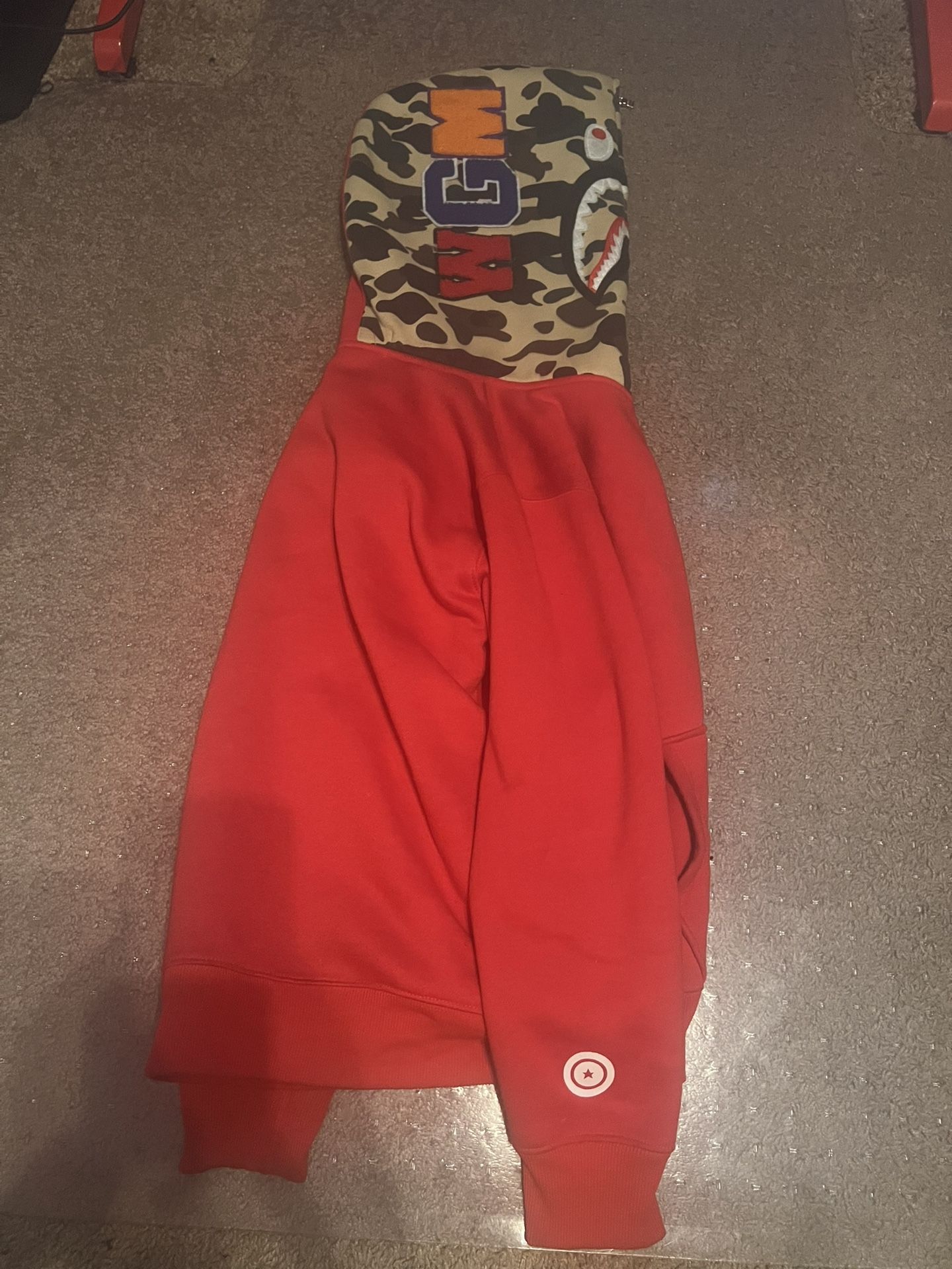 BAPE 1ST SHARK FULL ZIP HOODIE 'RED' 100% AUTHENTIC