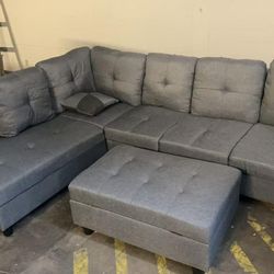 BRAND NEW SECTIONAL COUCH WITH STORAGE OTTOMAN