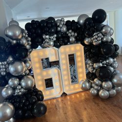 Number Marquee With Balloon Decor