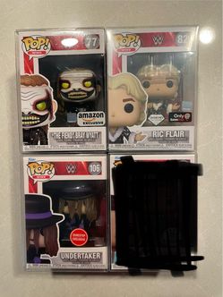 WWE Wrestling Funko Pop Set *MINT* GameStop Amazon Exclusive Fiend Bray Undertaker Diamond Ric Flair & Rocky Mavia WWE 77 protector 106 Sports Rock