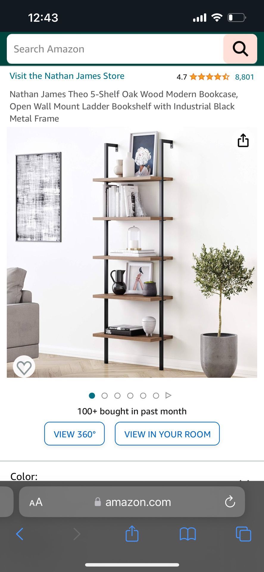 5- Shelf Oak Wood Ladder Book Shelf