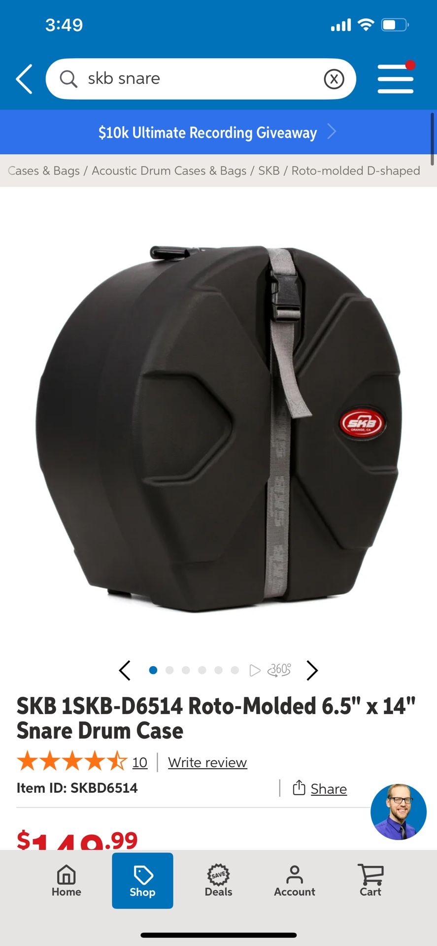 SKB 1SKB-D6514 Roto-Molded 6.5" x 14" Snare Drum Case