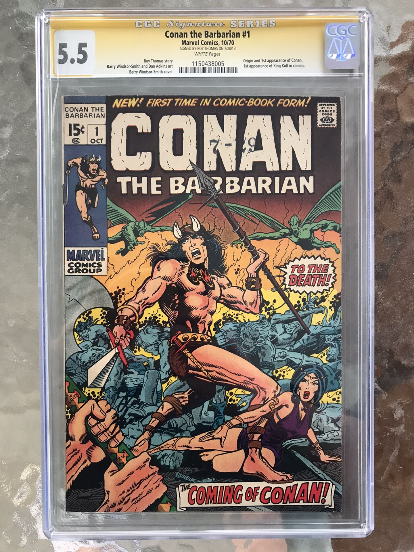 Conan The Barbarian #1 (1970) CGC 5.5 — White Pages; Roy Thomas (SS) Signed