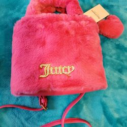 NWT Juicy Couture Free Love Fluffy Mini Tote Bag Purse Pink TikTok Viral