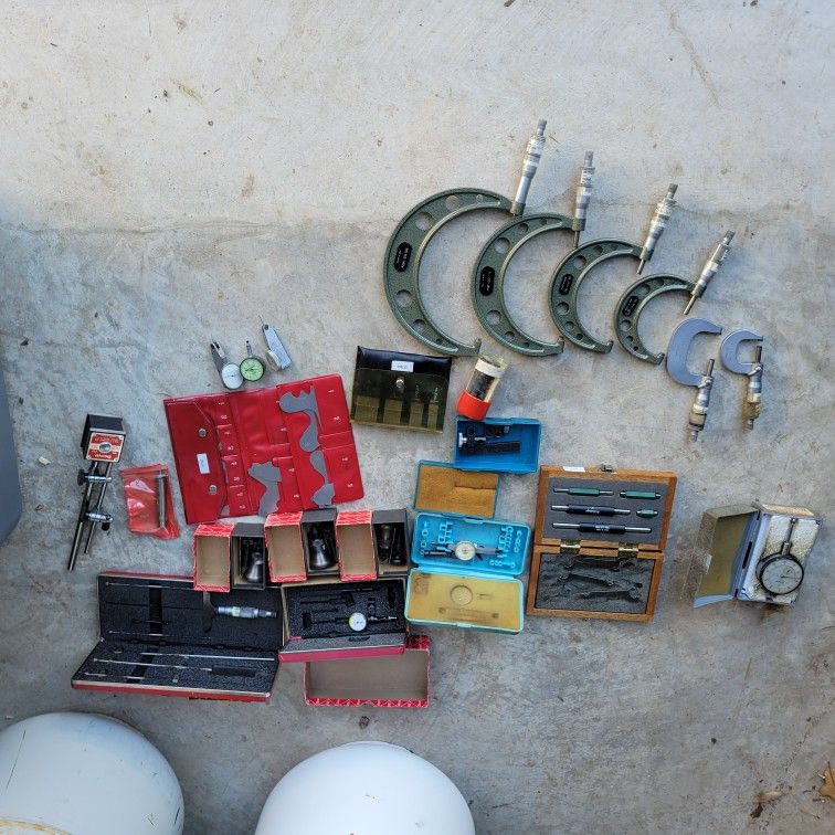 Machinist Tools And Box Mitutoyo, Starrett, Kennedy 