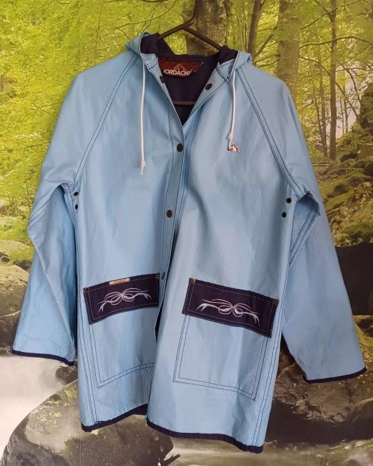 Vintage 70s JORDACHE JEANS Blue RAINCOAT Windbreaker 80s Western