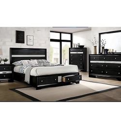 4- Pc Bedroom set Dresser,Mirror  Nightstand (1) Queen size bed frame  Not including Mattress and Box Sp