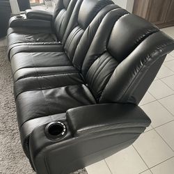 Modern Leather Reclining Sofa