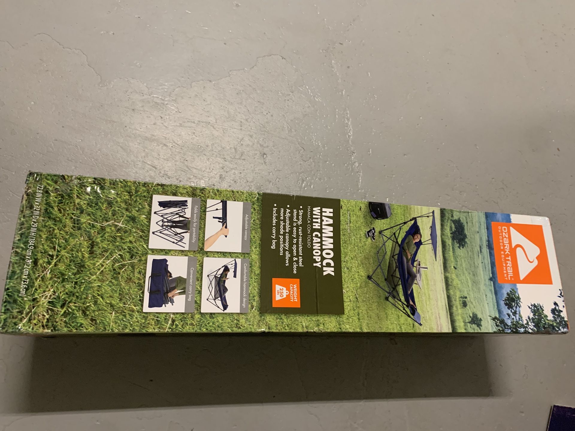 New - Ozark Trail Hammock with Canopy - 72"L x 32"D x 29"H - BLUE - HM-051