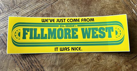 1970s Fillmore West Bumper Sticker Decal 