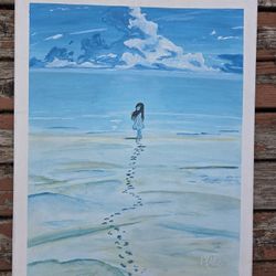 Original Painting Girl By Water