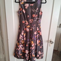 Gray Floral Midi Dress