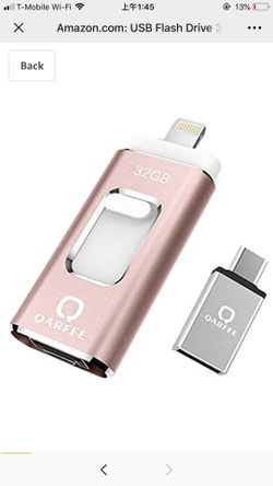 USB Flash Drive 32GB,QARFEE USB (Type-c) Jump Drive Thumb Drive Memory Stick External Storage Flash Drive Compatible for iPhone,iPad,iPod,Mac,iOS/And