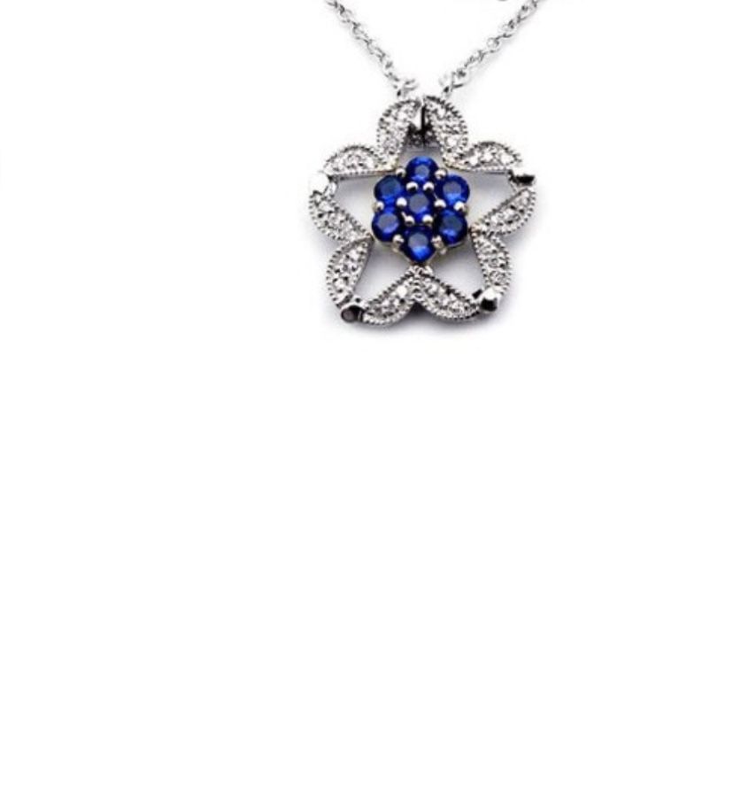 .925 silver Stones: white and dark blue sapphire colored zirconia Size: 48cm long Weight: 6.50grams