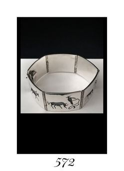 6.25" Solid Sterling Silver Wide & Heavy Handcrafted Bullfighter Panel Link Bracelet, signed