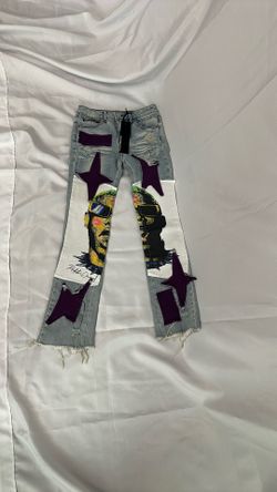Boys Savage Blue Patchwork Stacked Flare Jean