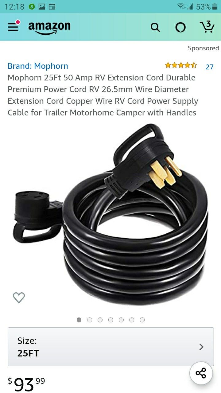25 ft RV extension cord