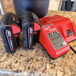 Milwaukee 3-Piece Set: Charger and 2 Batteries