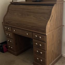 Oak Wood RollTop Desk