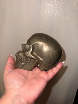 Huge 5.454 LB Natural Pyrite Crystal Skull ⢠Hand Carved Polished Golden Pyrite