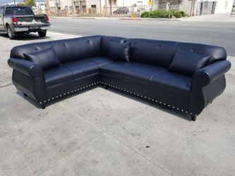 BRAND NEW 7x9ft SECTIONAL SOFAS COUCHES, BLACK LEATHER. CUSTOM MADE AVAILABLE