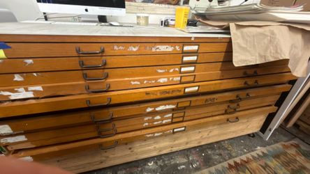 Large wooden flat file