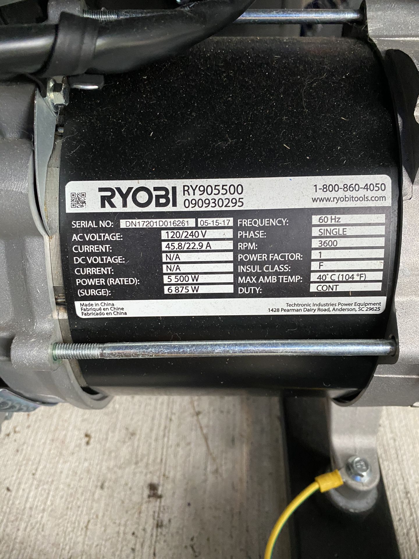 Ryobi 5,500 watt generator. New. Not used.