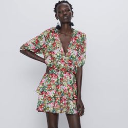 Zara Satin Printed Dress