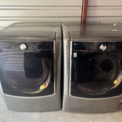 Grey LG Front Load Mega Capacity Washer And Dryer Set In Excellent Condition!