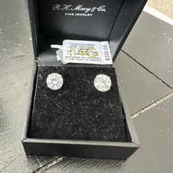 Macys Swarovski 14KW 8mm Earrings 