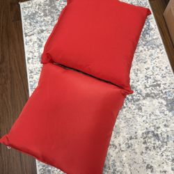 Two Outdoor Waterproof Red Throw Pillows 