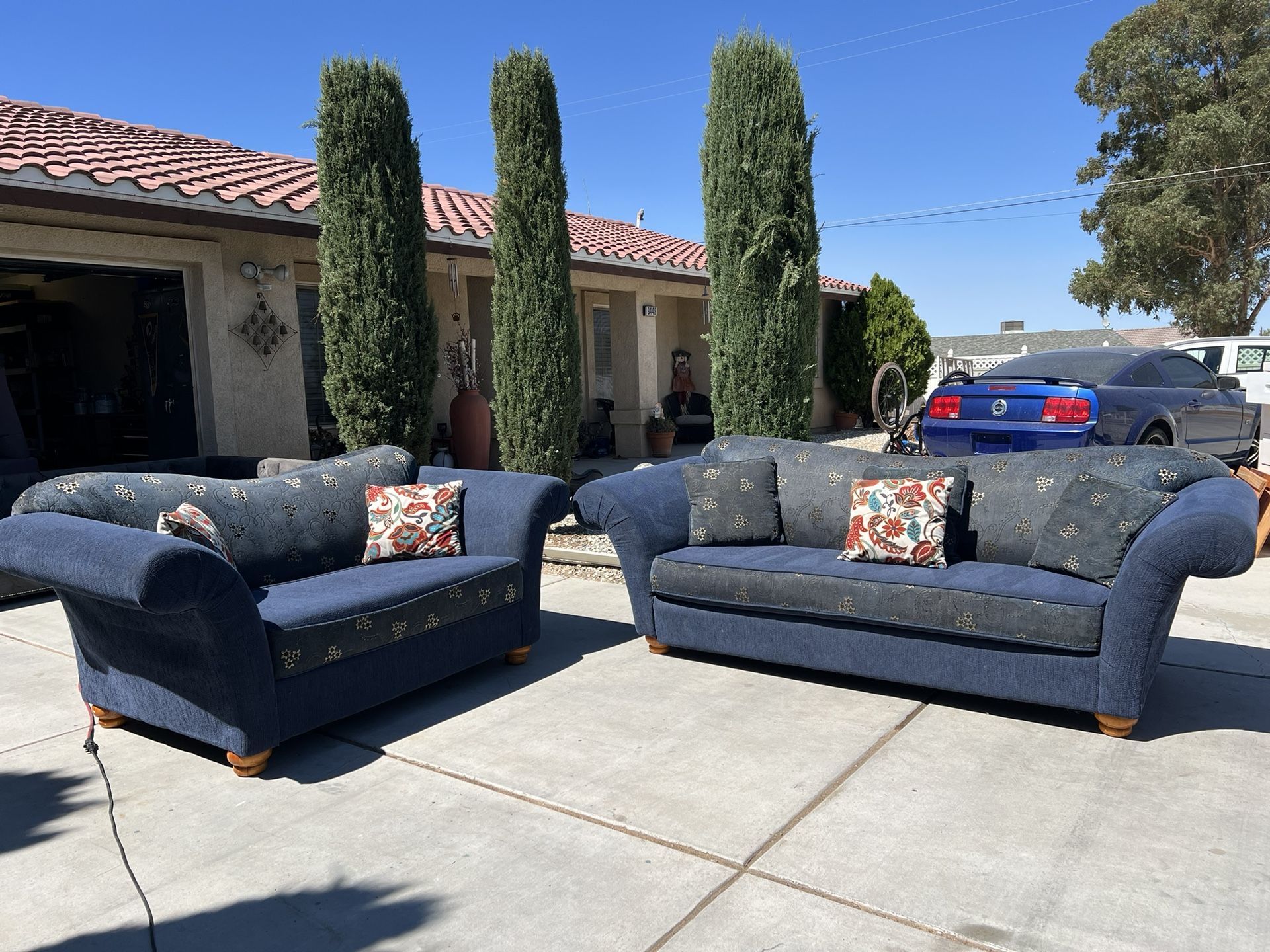 Blue Sofa & Matching Loveseat! 