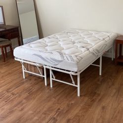 Full size bedframe, mattress, and headboard