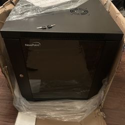 NavePoint Server Cabinet with Hinged Back - 25.5' Deep, 12U Rack Enclosure with Locking Glass Door, Wall Mount Rack with Removable Side Panels, Networ