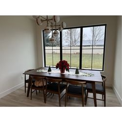 Solid walnut Dining Table + 8 Chairs