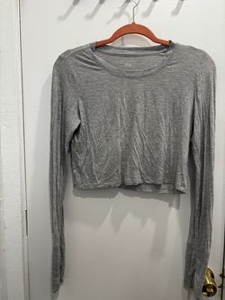 Offline Gray Long Sleeve Crop Top