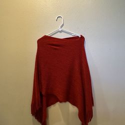 Red Woolen Shawl Coat