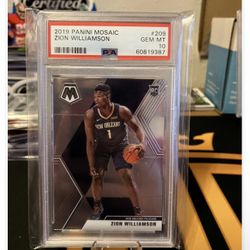 2019-20 Mosaic Zion Williamson Rookie Card RC #209 PSA 10 GEM MT Pelicans