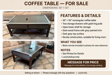 Rectangular Coffee Table with Drawers