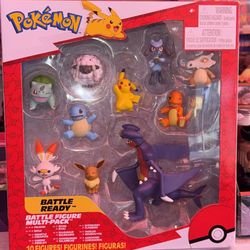 Pokèmon Battle Figures-10-Pack - Pikachu, Squirtle, Bulbasaur, Charmander, Eevee, Cubone, Riolu, Wooloo, Scorbunny, Garchomp