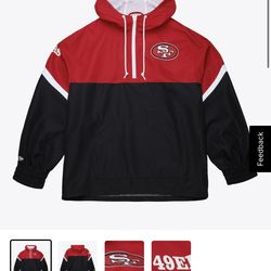 San Francisco 49ers Black/Scarlet Tie Breaker Vintage Lightweight Anorak Quarter-Zip Windbreaker