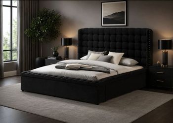Bed queen storage bed chenille New Design
