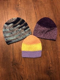 Set of 3 crocheted beanies $5