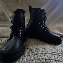 ZARA WOMEN BLACK platform chunky BOOTIE ANKLE BIKER BOOTS 33 EU. 2 US