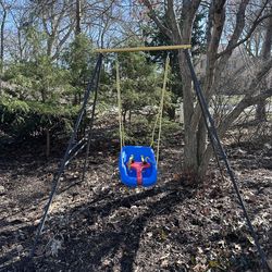 A frame and baby swing