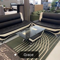 Veloce Black White Living Room set with coffee table included ❤️$1399
