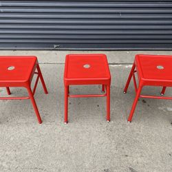 Red Steel stool, Set Of 3 - 18 in seat height, Safco 6604RD