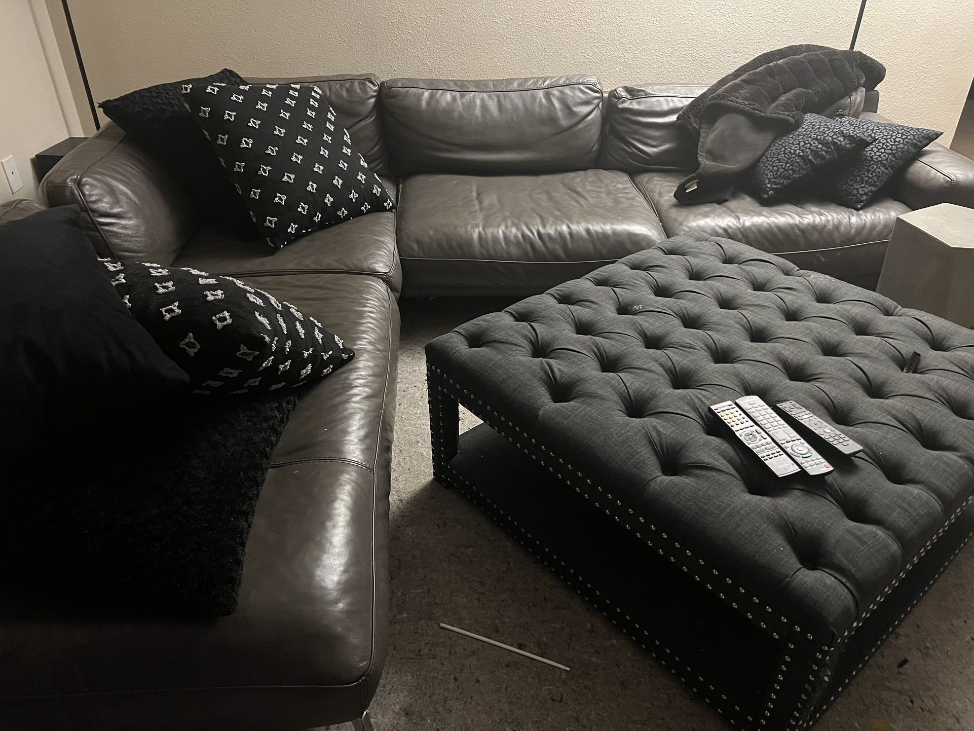Scan Design Gray Leather Sofa Couch was 12k